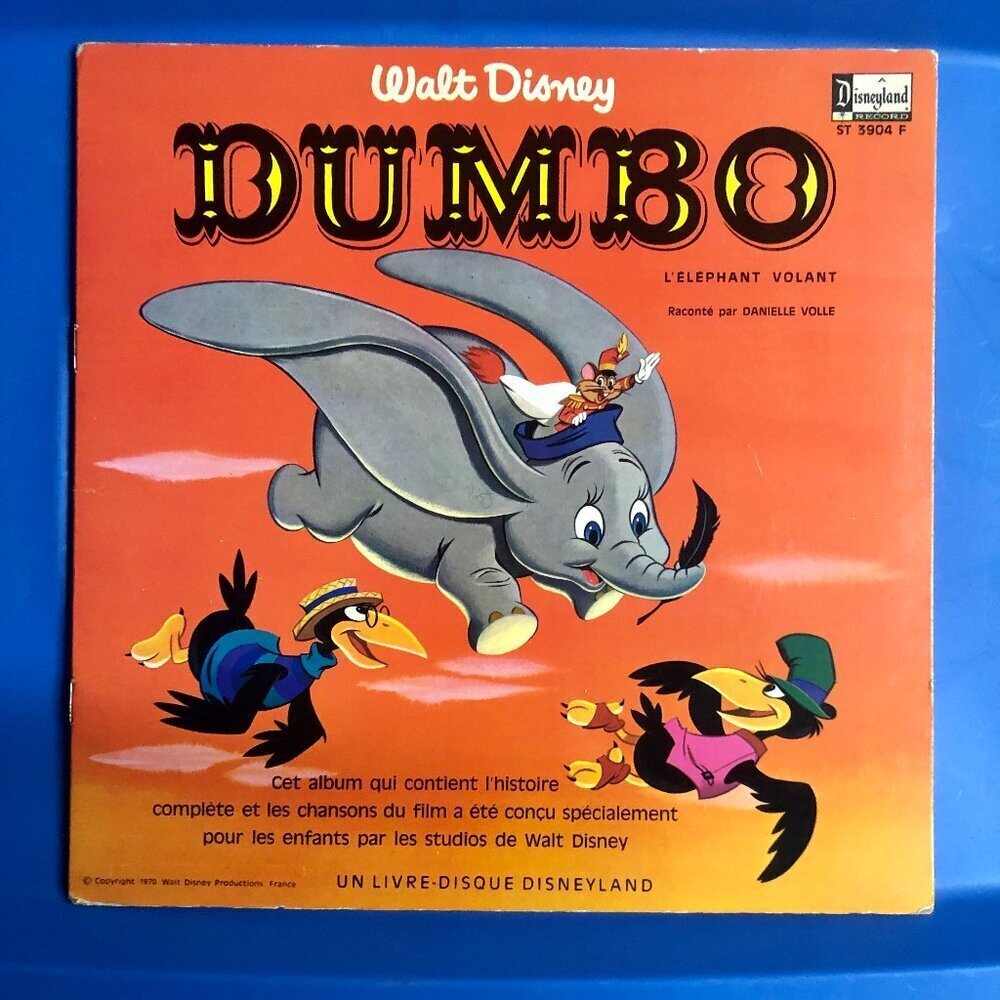 1970 Vintage Disney Dumbo Livre-Disque Vinyle 33RPM French Canada Danielle Volle
